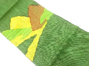 手織り真綿紬山並み模様織出し名古屋帯